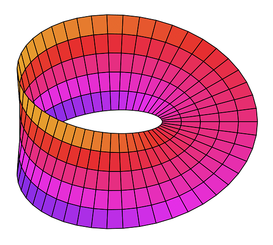 Renkli bir ağ yapısına sahip, üç boyutlu bir yüzey oluşturan bir torus modeli. (AI tarafından altyazılı)